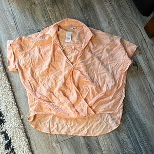 NWT loft peach collared shirt XS